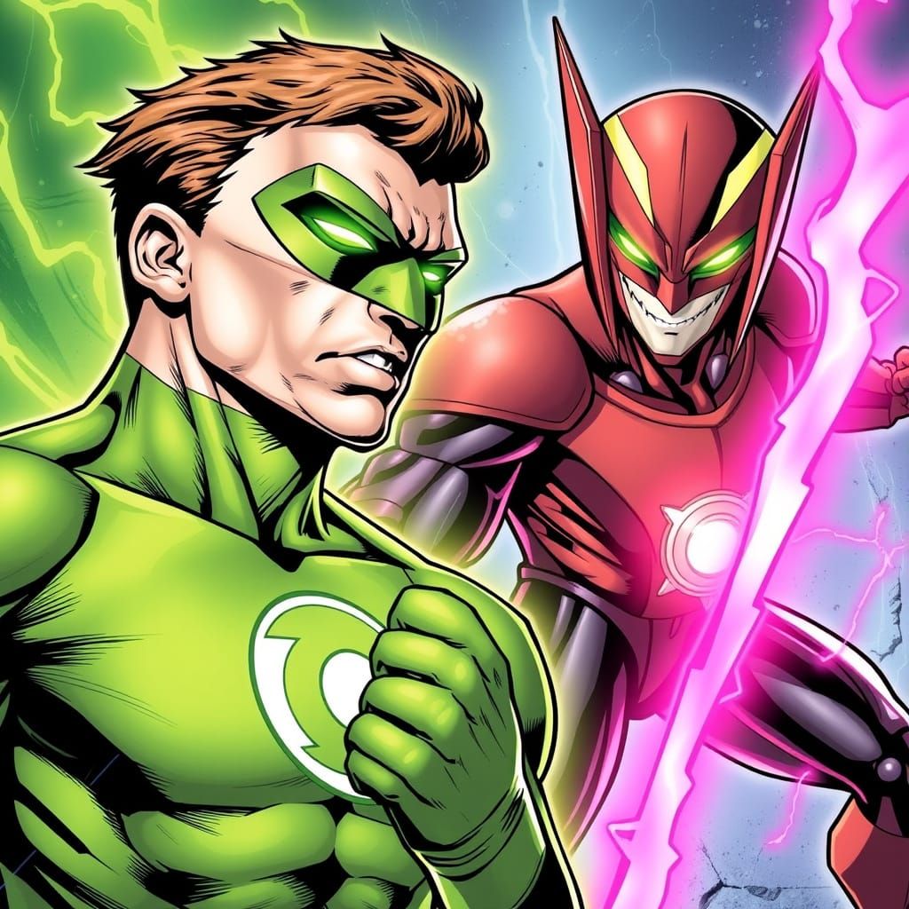 Epic Battle of Green Lantern and Sinestro in a Cosmic Showdo...