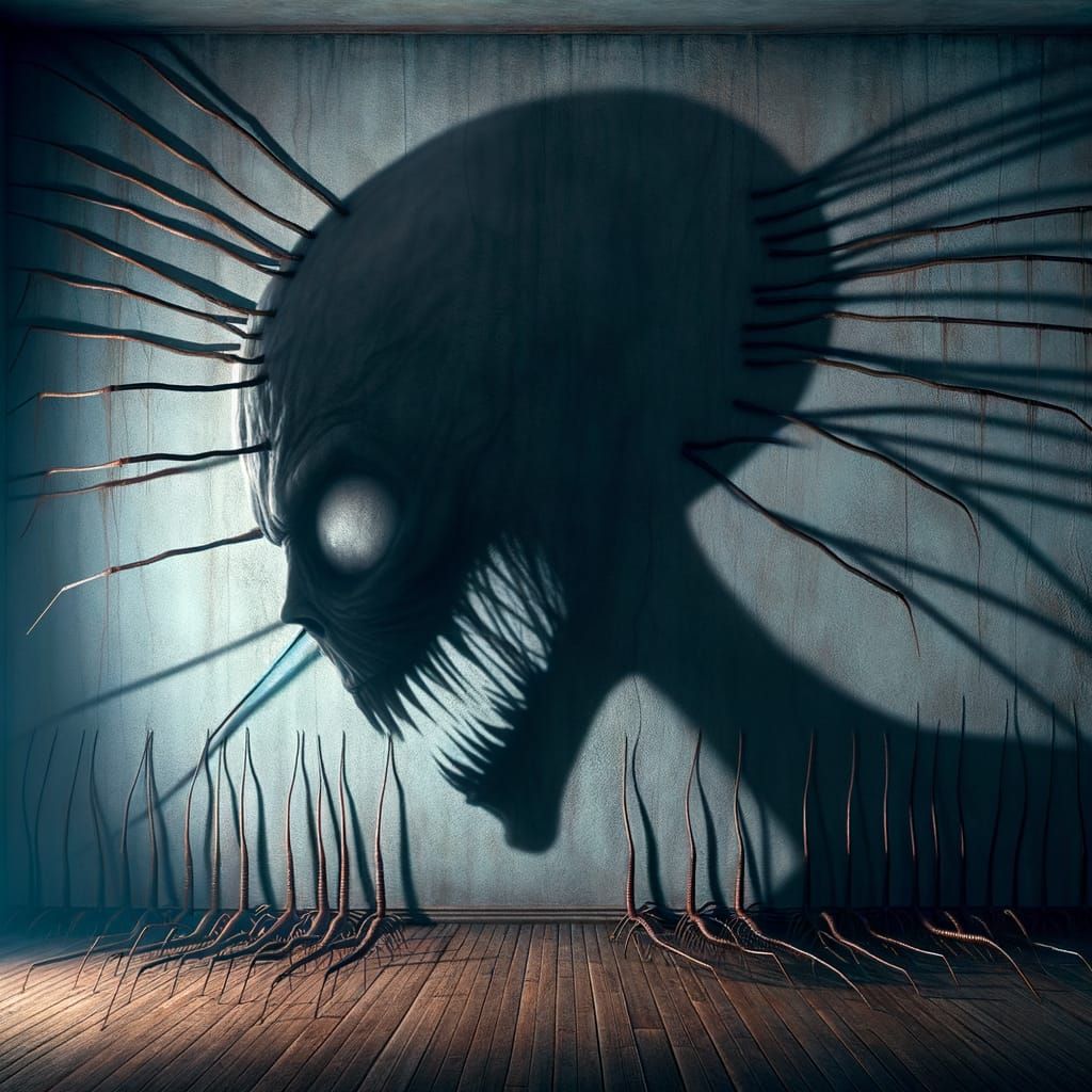 Chilling Horror Scene with Shadowy Figure