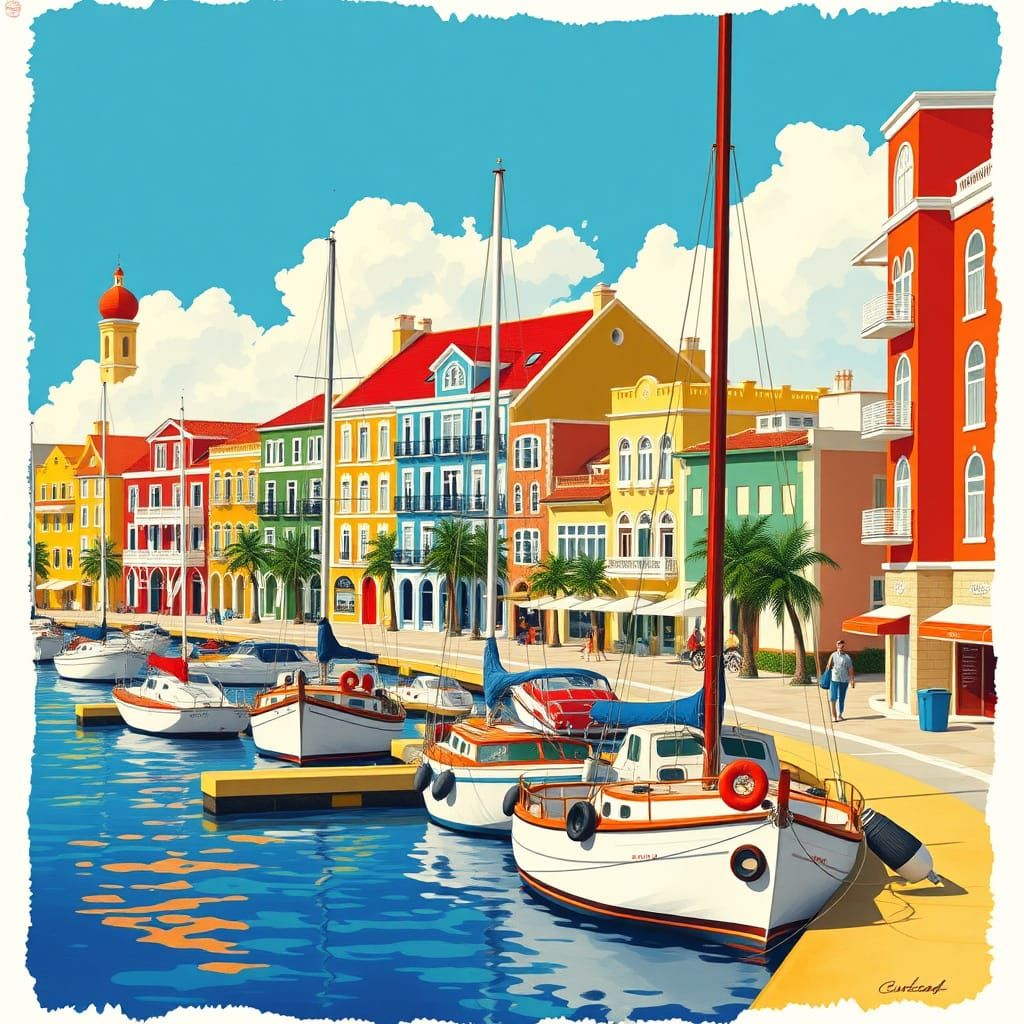 Willemstad, Curacao: Vintage Travel Poster Art Deco