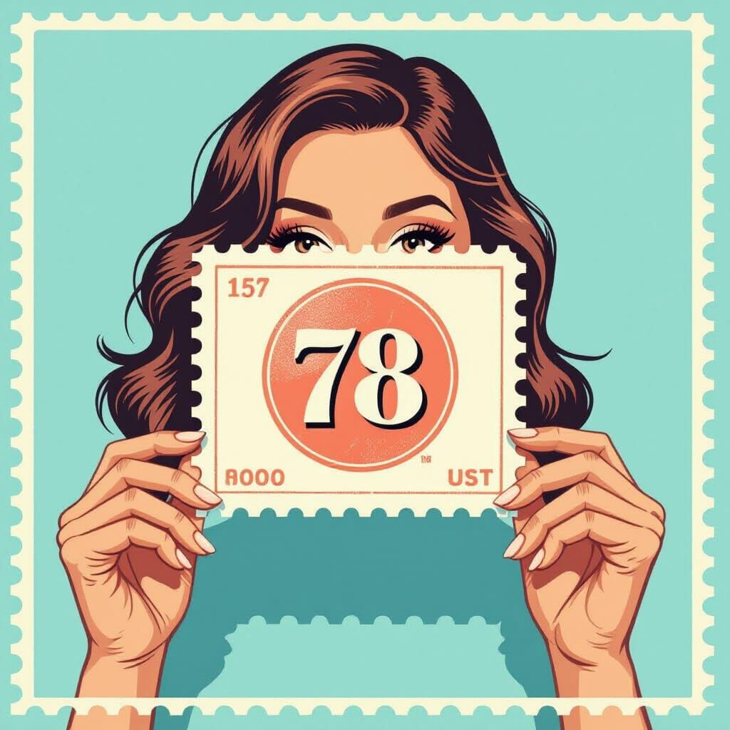 Vintage Stamp Art with Rose Gold Cent Sign