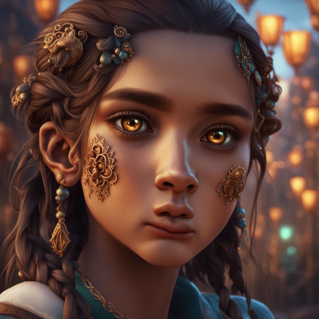 Detailed Portrait of a Cute Woman in Matte Painting Style