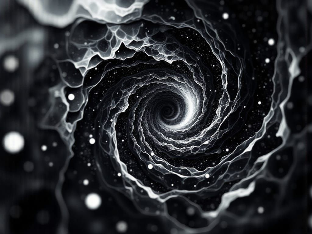 Black and White Geometric Fractal Starscape