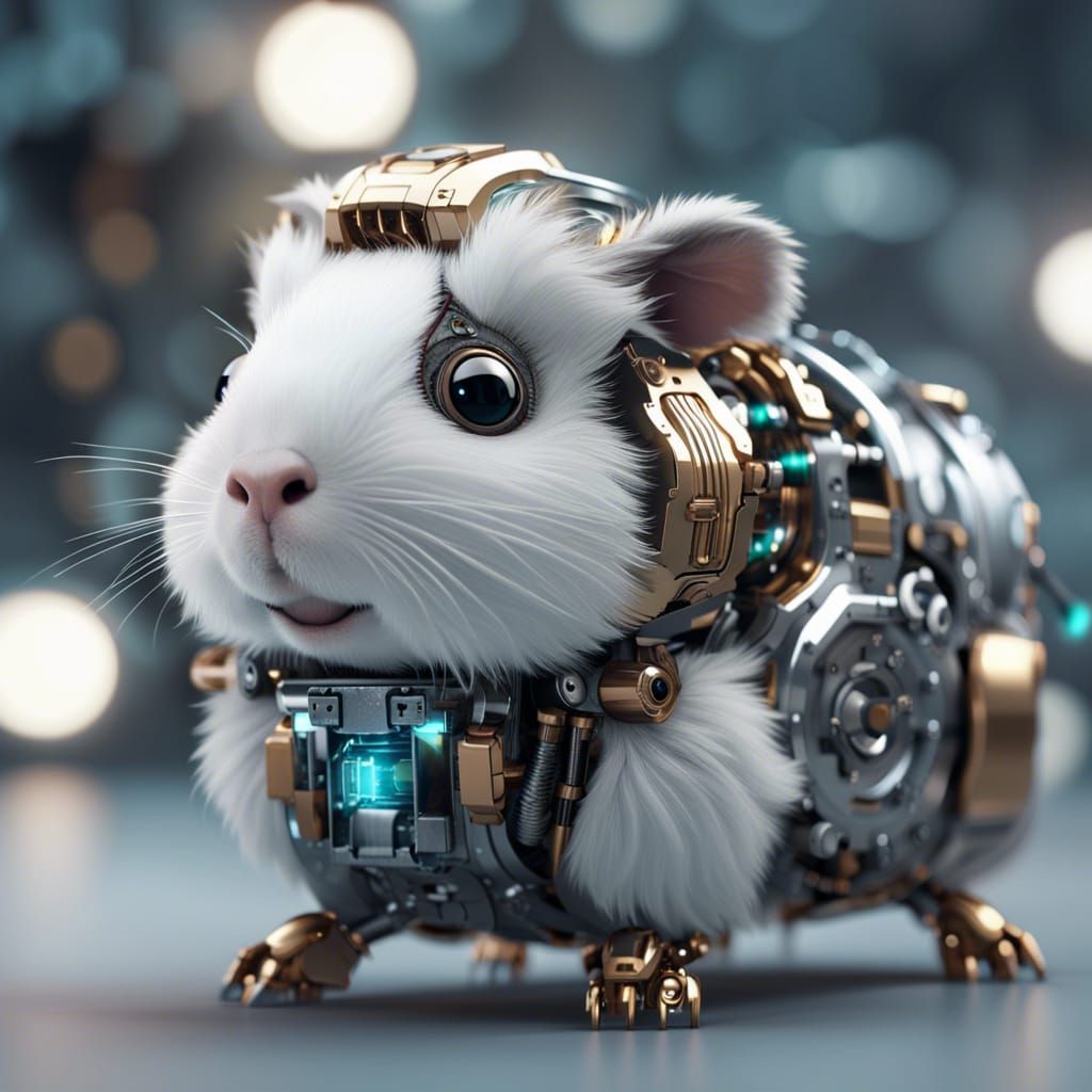 Cyberpunk Robotic Guinea Pig in 8K Resolution