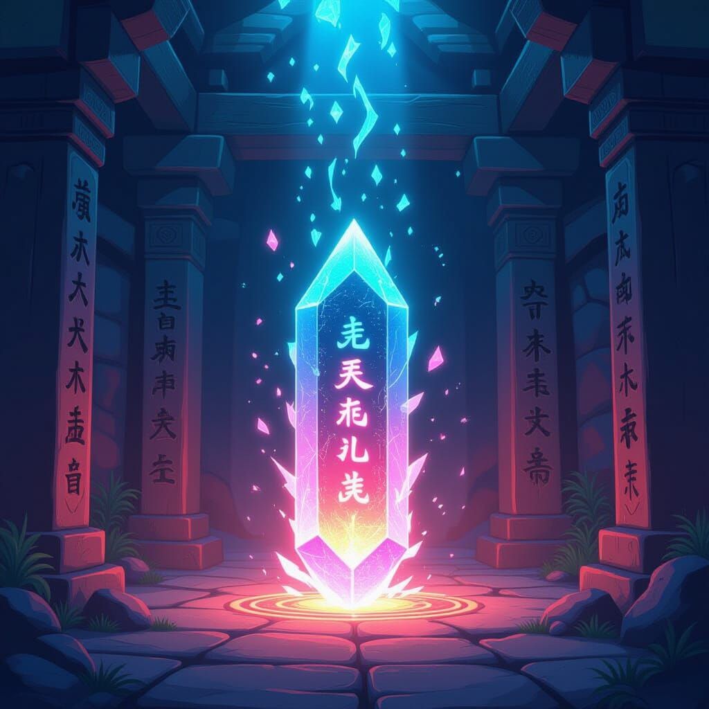 Mystical Artifact in Hidden Shrine, Cel-Shaded Style