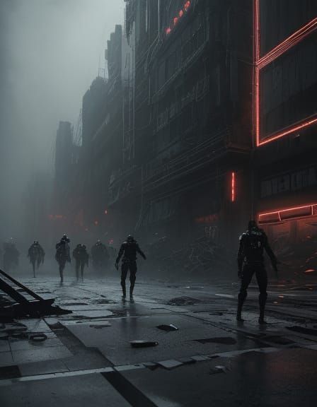 Surreal Dystopian Cityscape in Dark, Heavy Metal Aesthetic