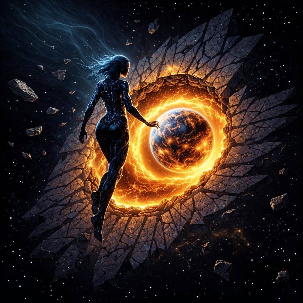 Celestial Biomechanical Entity Emerges from Ancient Mirror