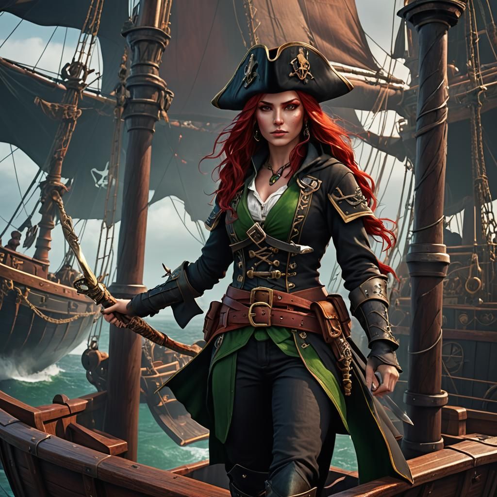 Half-Elf Pirate on Ship: Fantasy Concept Art