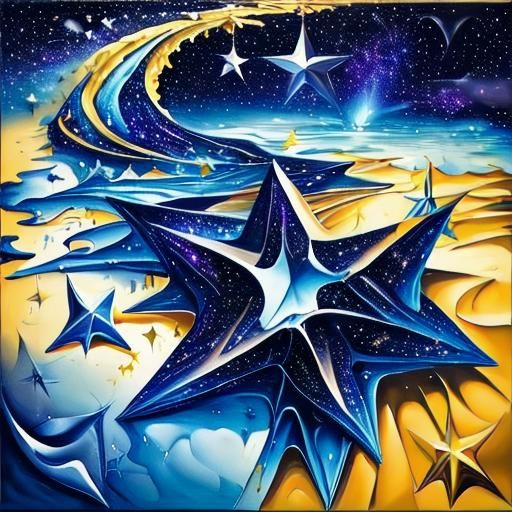 Surreal Starlit Sky Above as Oil Painting