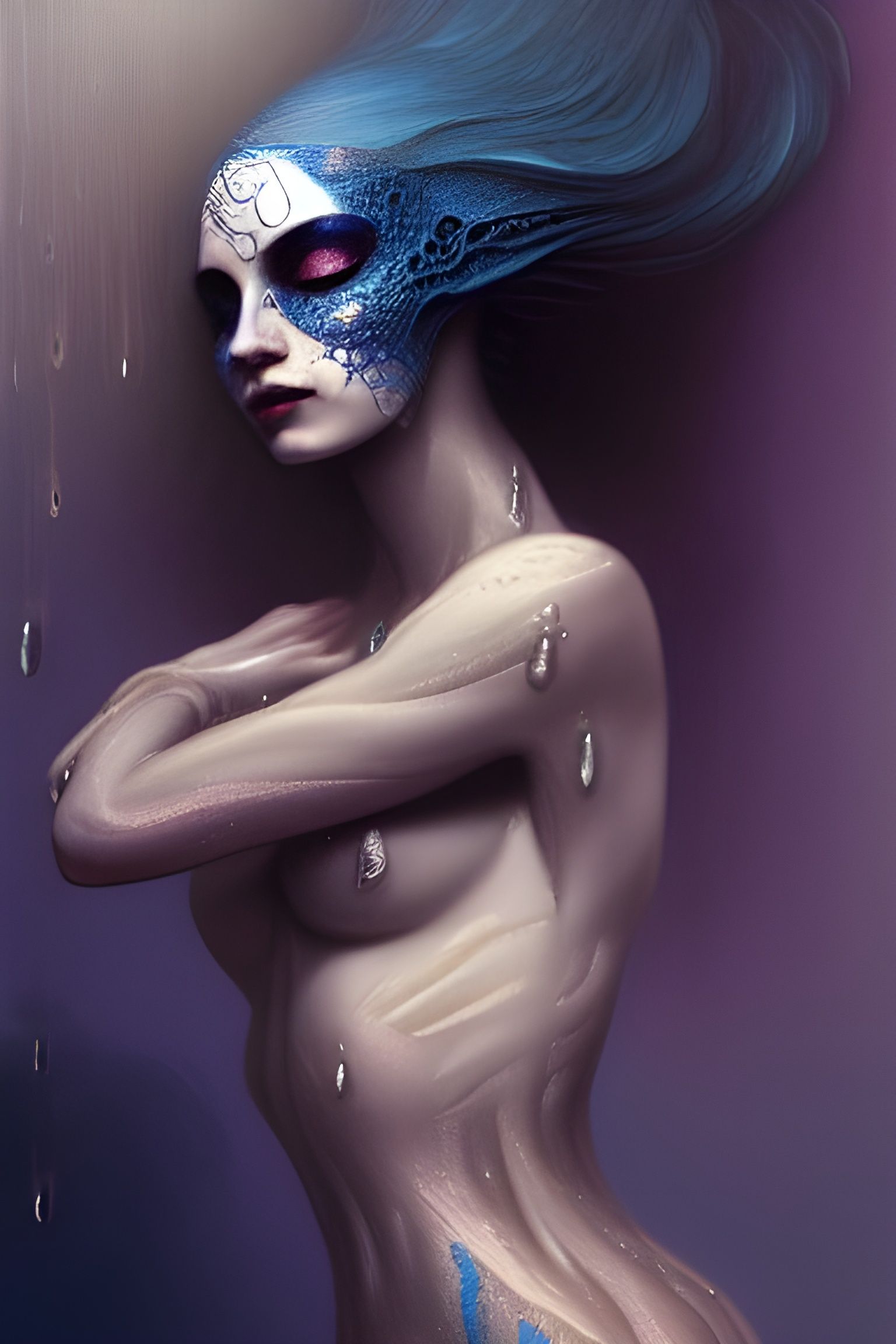 Mystique: Woman Showering in Cinematic Digital Art
