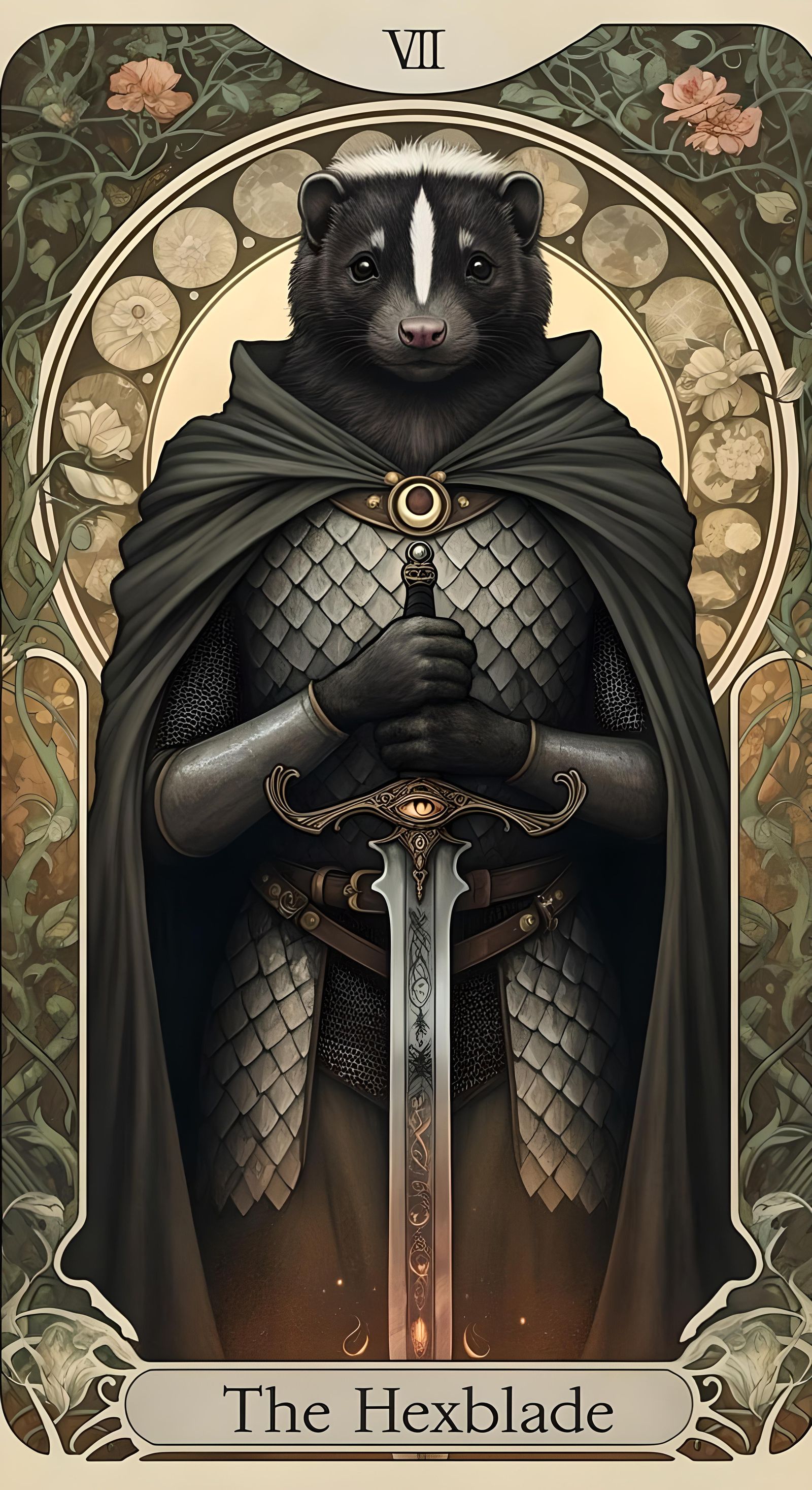 Art Nouveau Tarot Card: The Hexblade