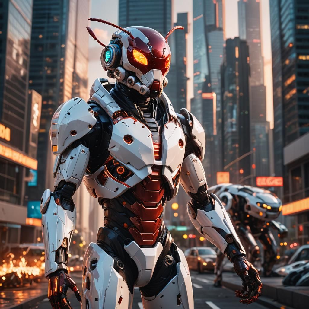 Fire Ant in Cyber Costume: Sci-Fi Concept Art