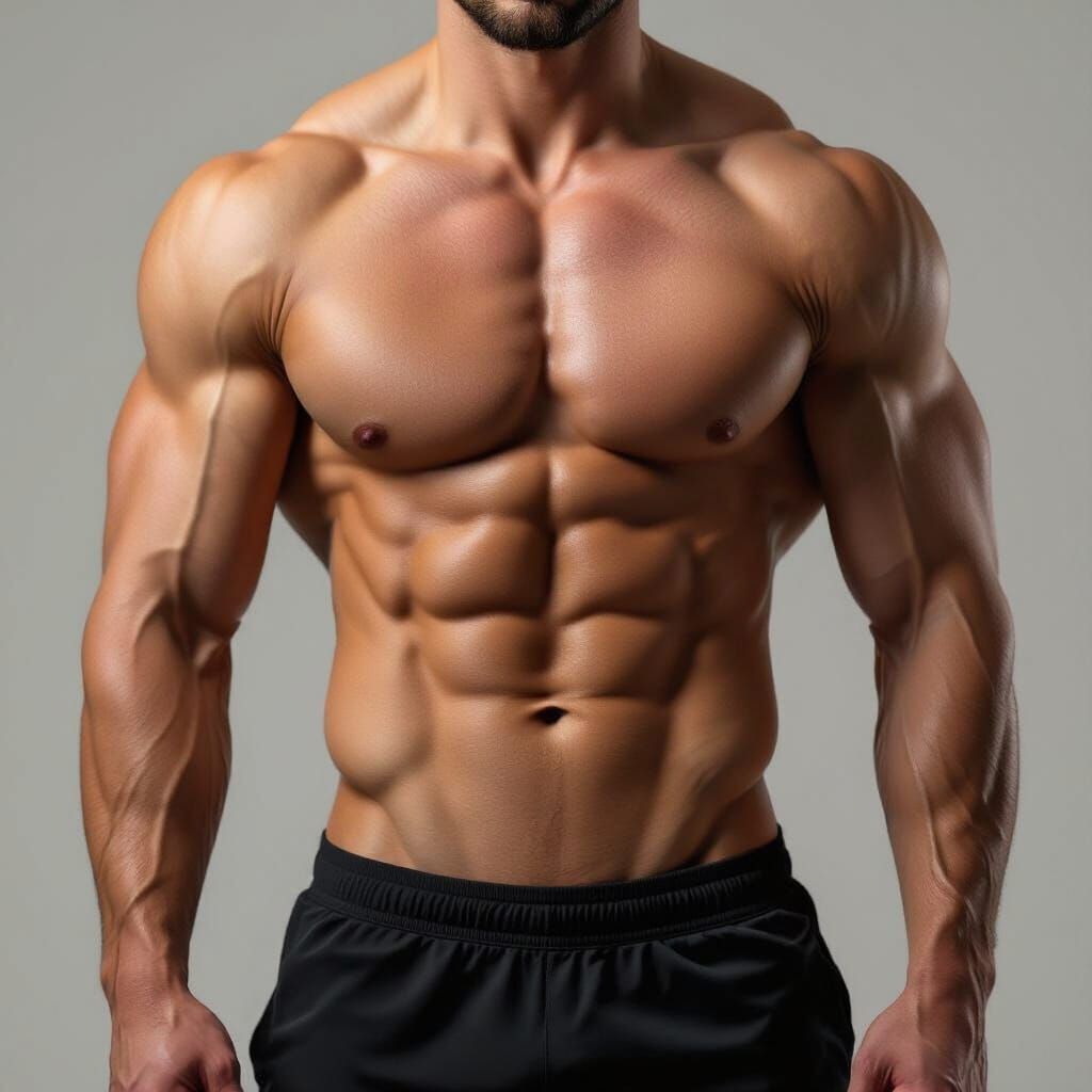 Muscular Male Physique Flexing in Natural Lighting