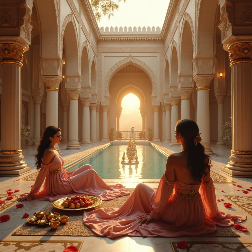 Golden Hour at Sultan's Palace: 3D Render