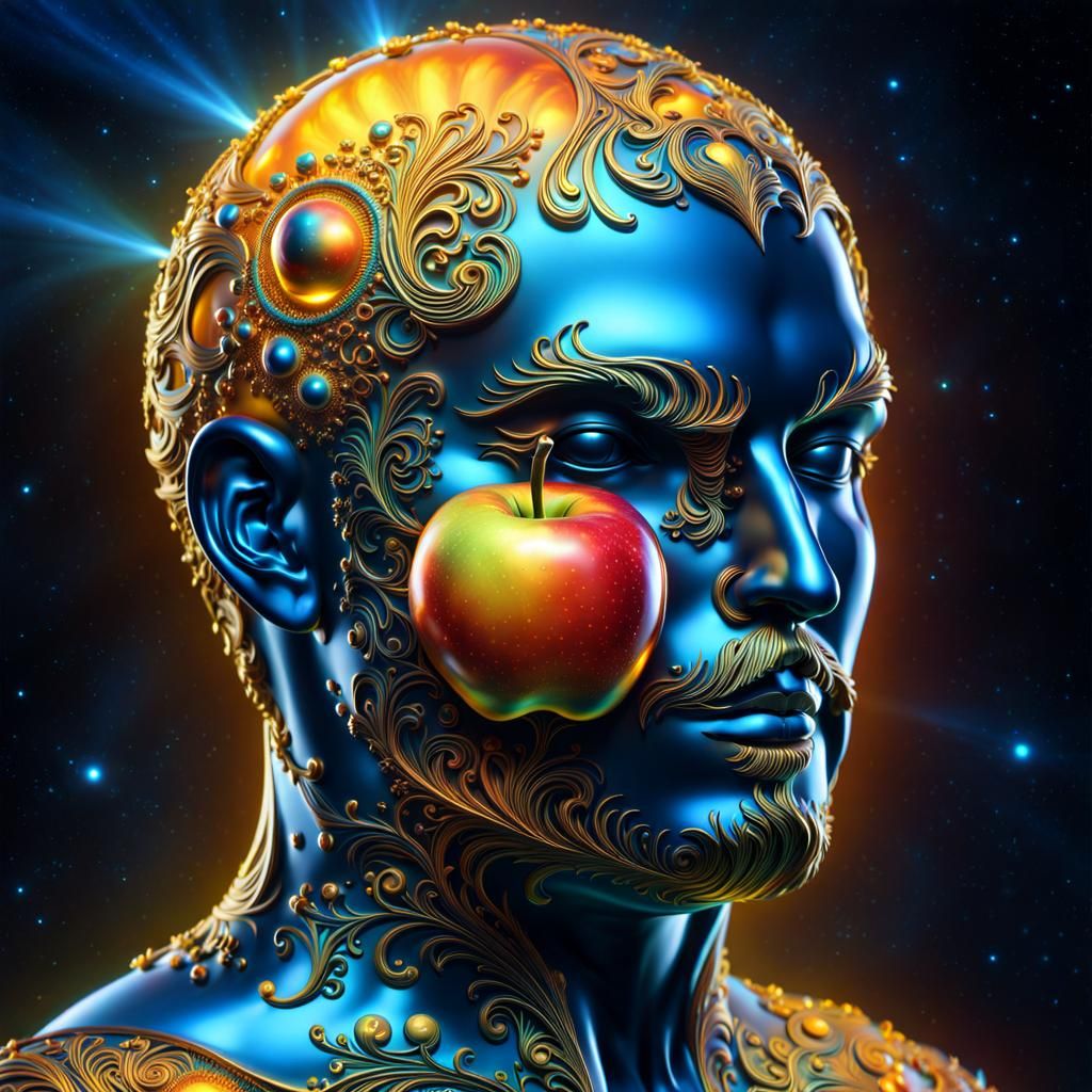 Glowing Cosmic Apple Fractal in Opalescent Hues