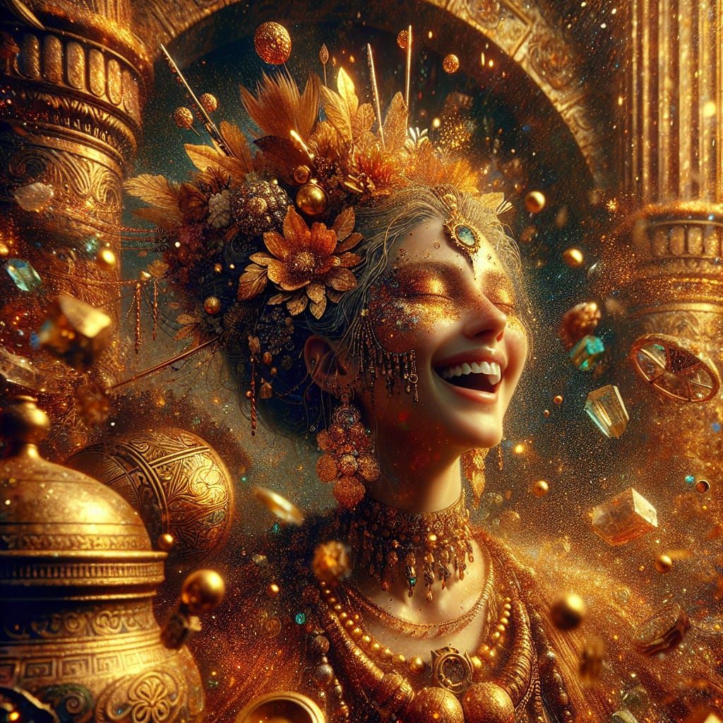 Enchanted Nymph Surrounded by Golden Wealth