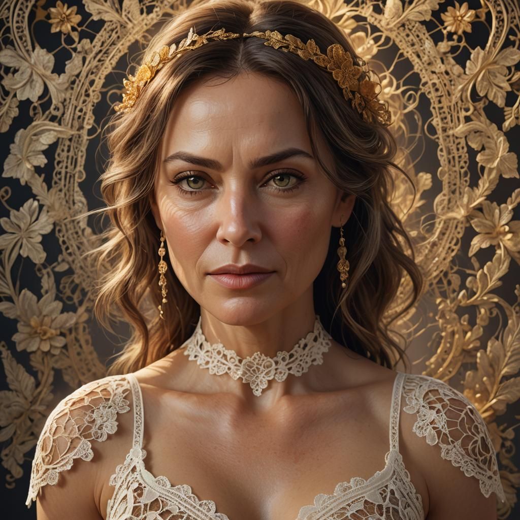 Elegant Woman in Lace Undergarments