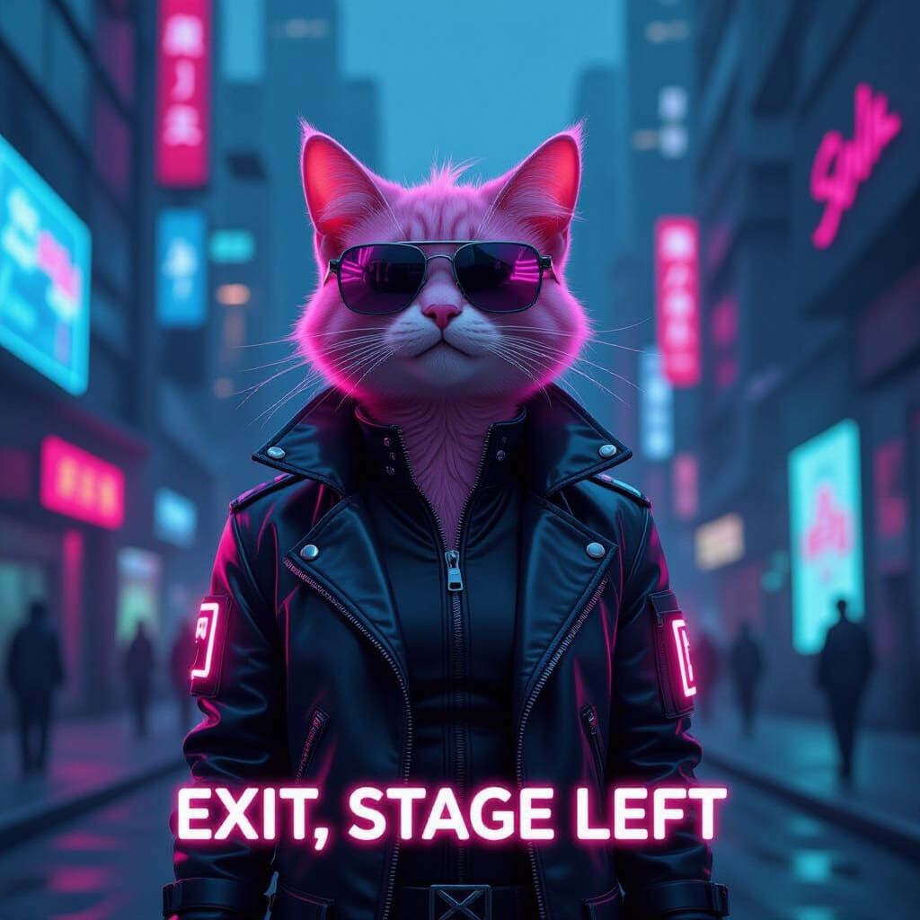 Cyberpunk Snagglepuss in Dystopian Cityscape
