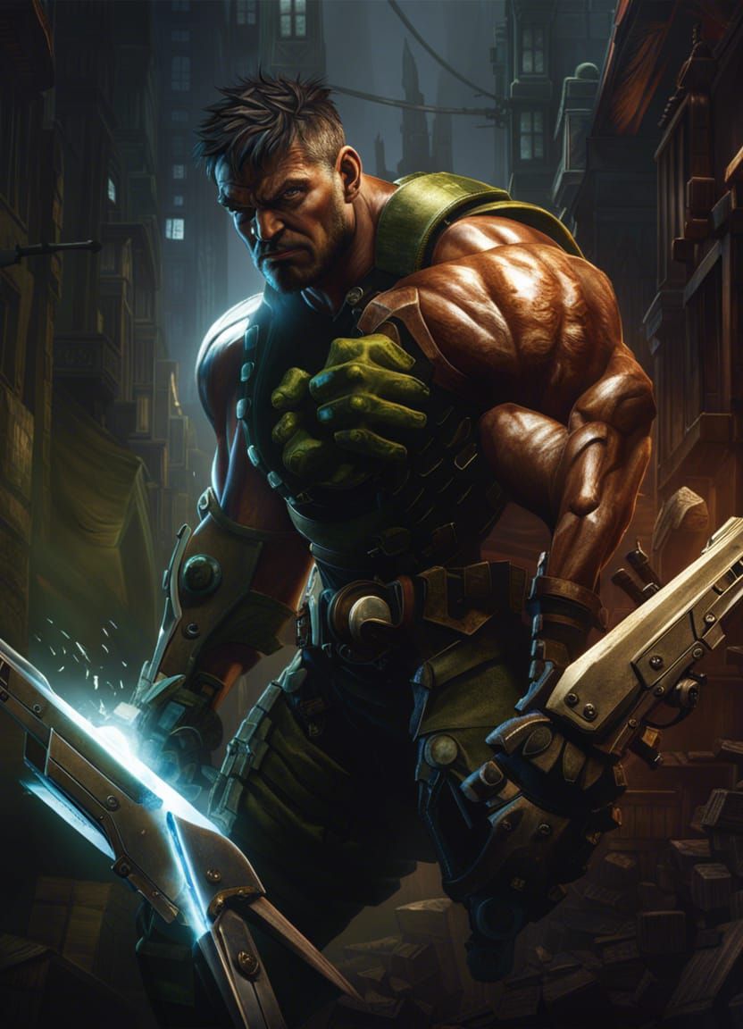 Hybrid Hulk Terminator Portrait in Hyperrealistic Style