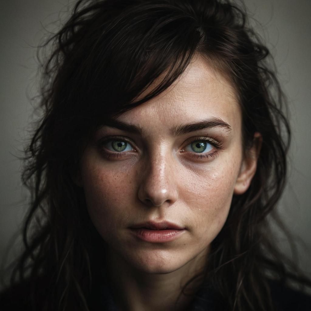 Portrait of Woman with Green Eyes and Subtle Smile