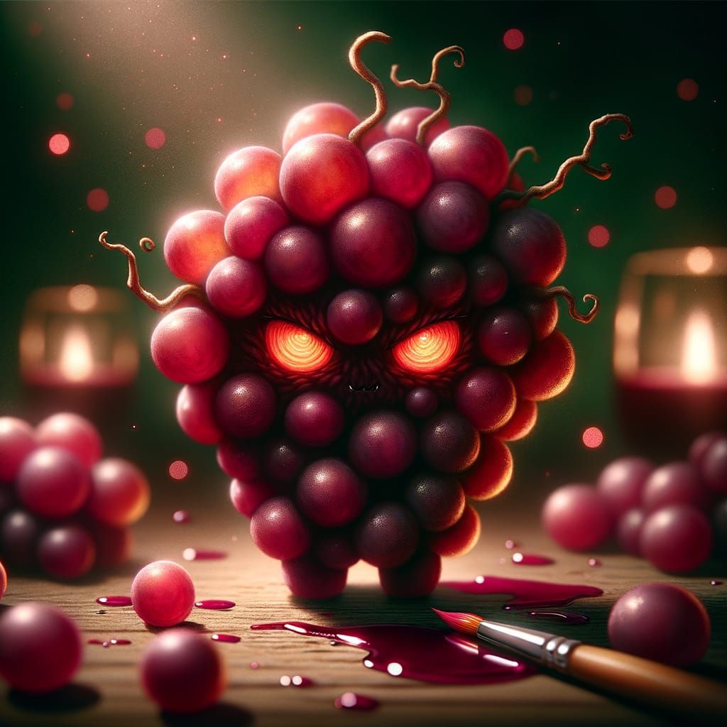 Chibi Grape Character in Watercolor Style