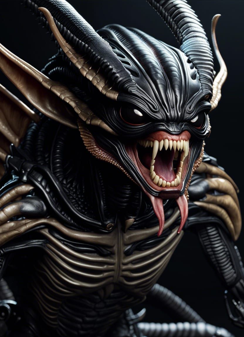 Terrifying Gremlin Xenomorph Hybrid in Hyperrealistic Detail