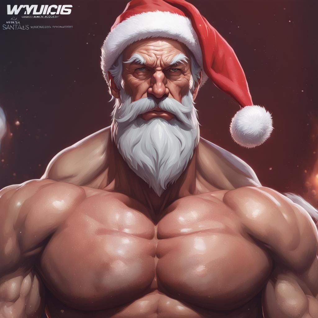 Muscular Santa Claus Portrait in Hyperdetailed Concept Art