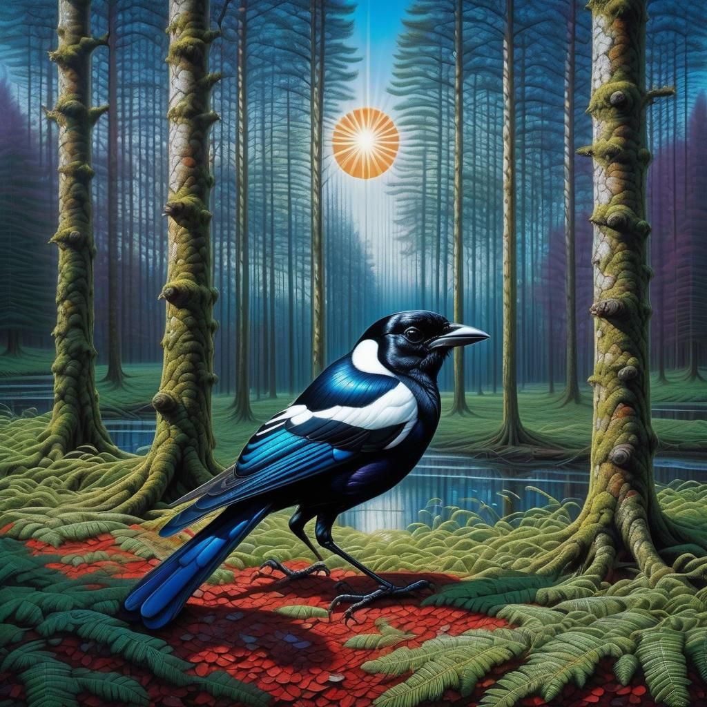 Black European magpie