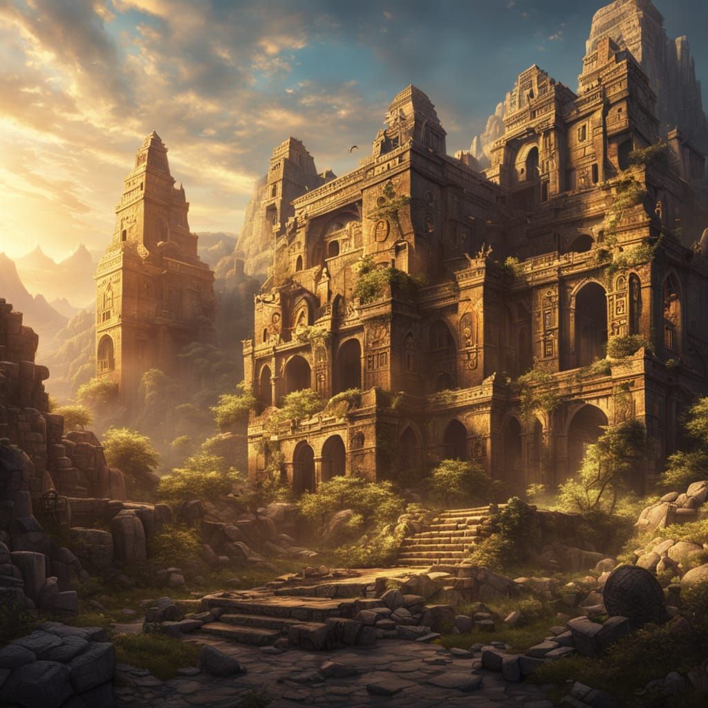 Lost City Ruins in Golden Hour Light