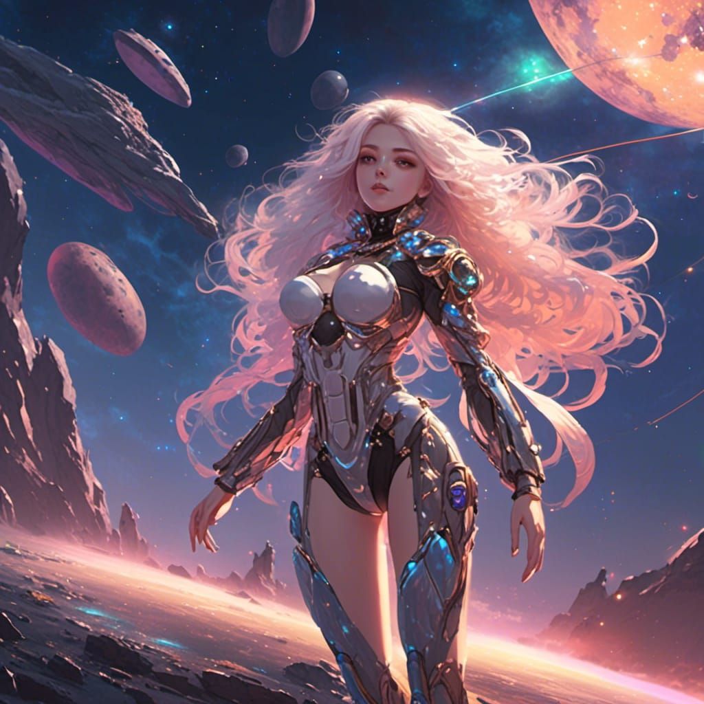 Ethereal Alien Magician in Deep Space