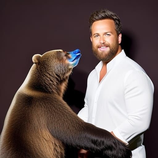 Cartoon Bear and Human Character Illustration