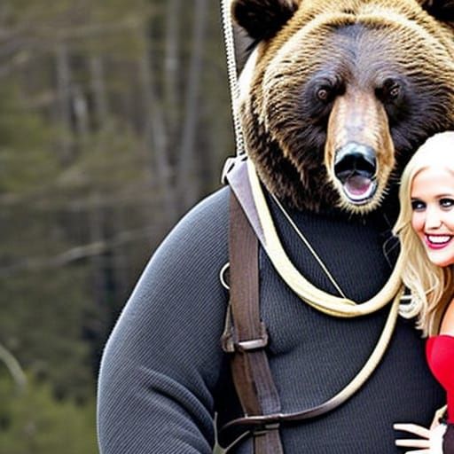 Bear and Child Cartoon Illustration