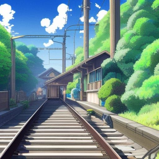Studio Ghibli Train Tracks: Anime Key Visual