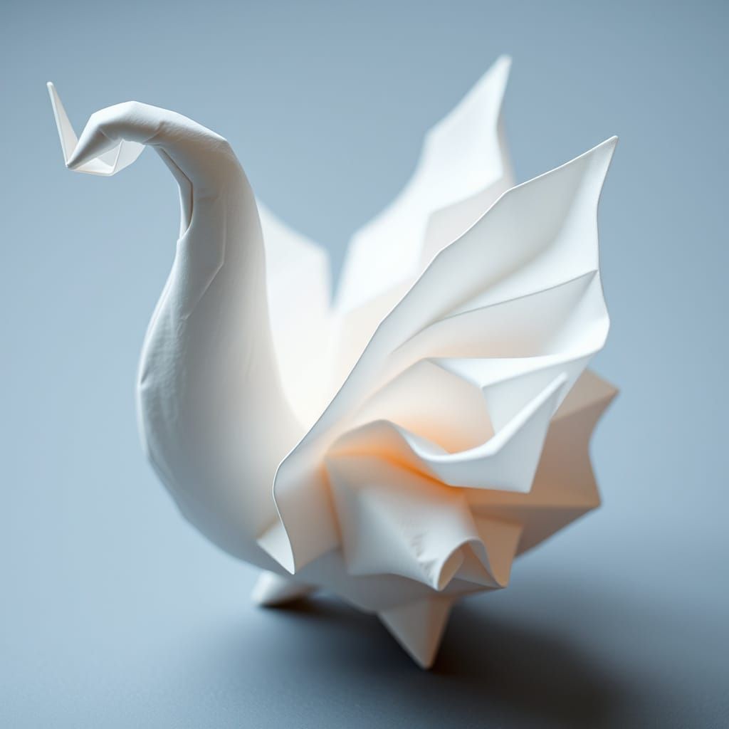 Detailed Origami Paper Craft in Dreamy Style