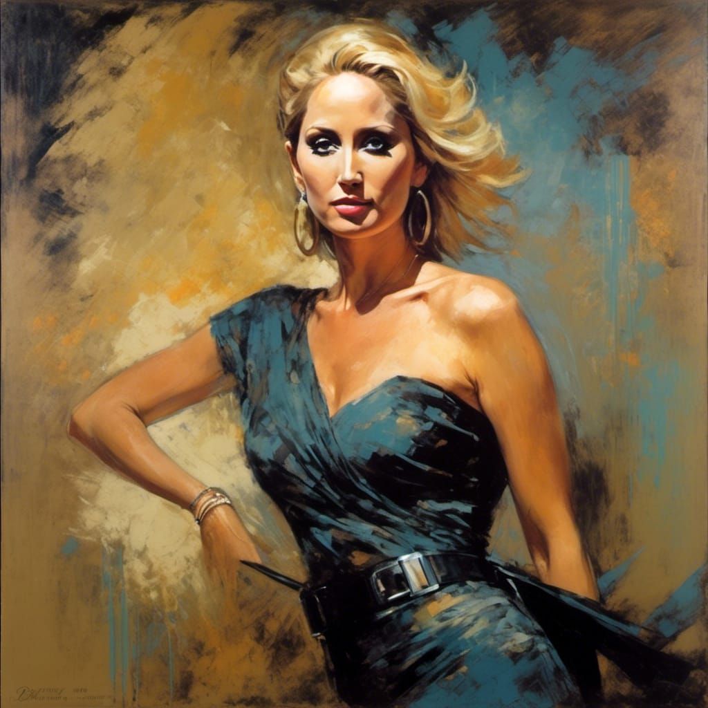 Impressionist Woman with Windblown Hair in Movie Poster Styl...