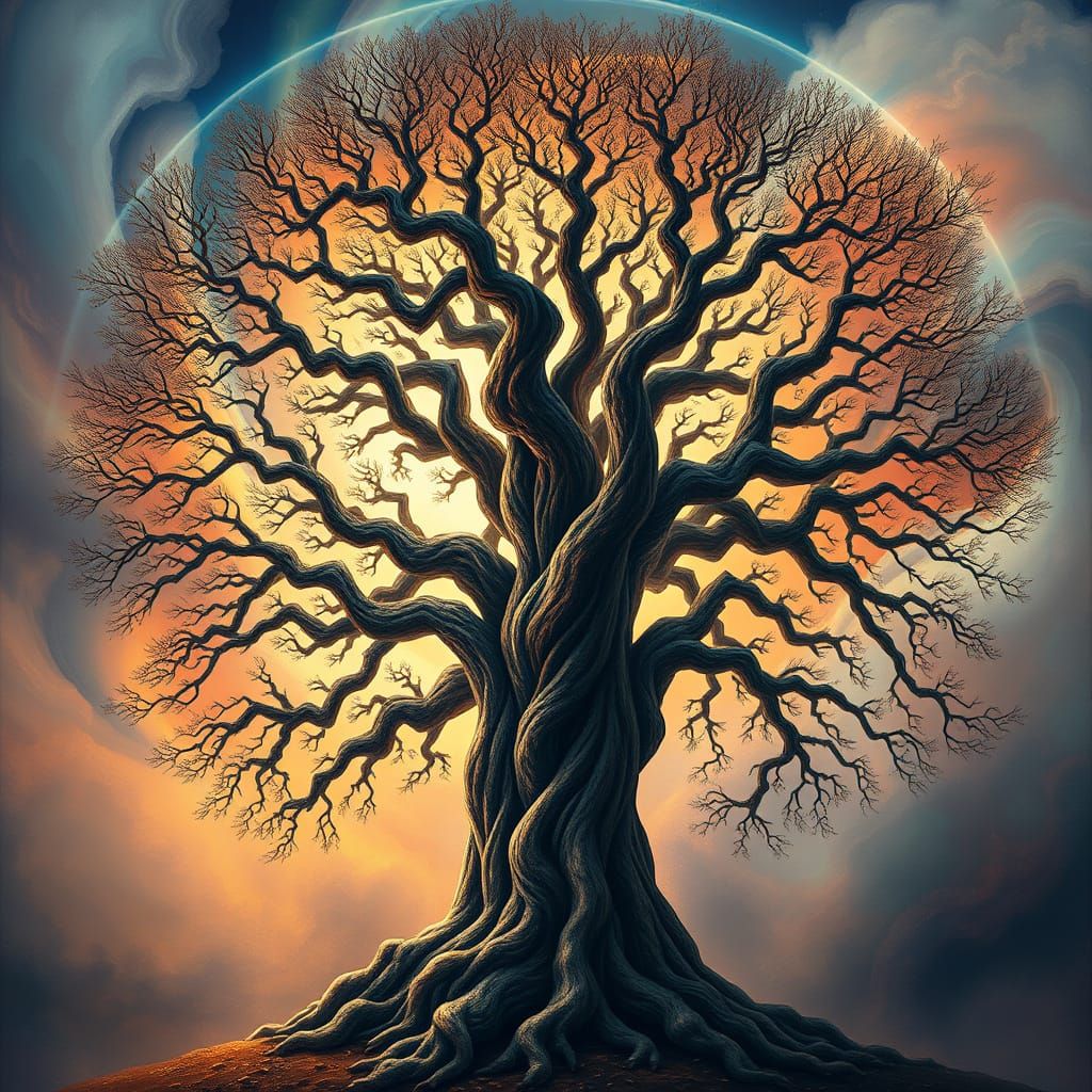 Symmetrical Majesty: Fractal Tree in Hyperrealistic Style