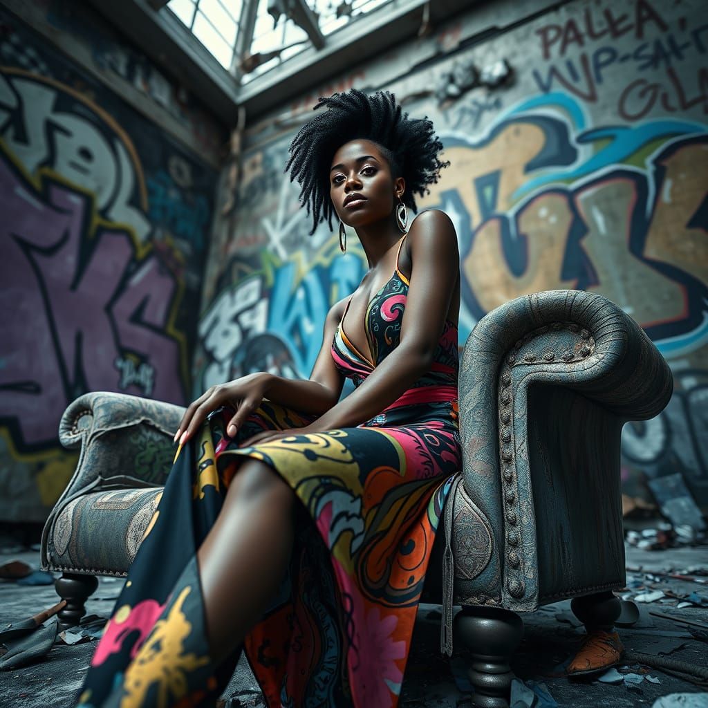 Graffiti Goddess in Vibrant Urban Decay