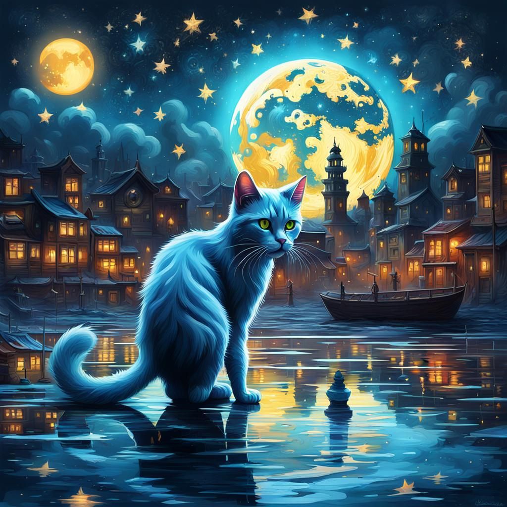 Blue Cat Walks on Water: Graffiti Street Art