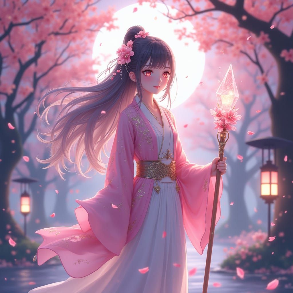 Surreal Sakura Goddess Radiates Harmony and Growth