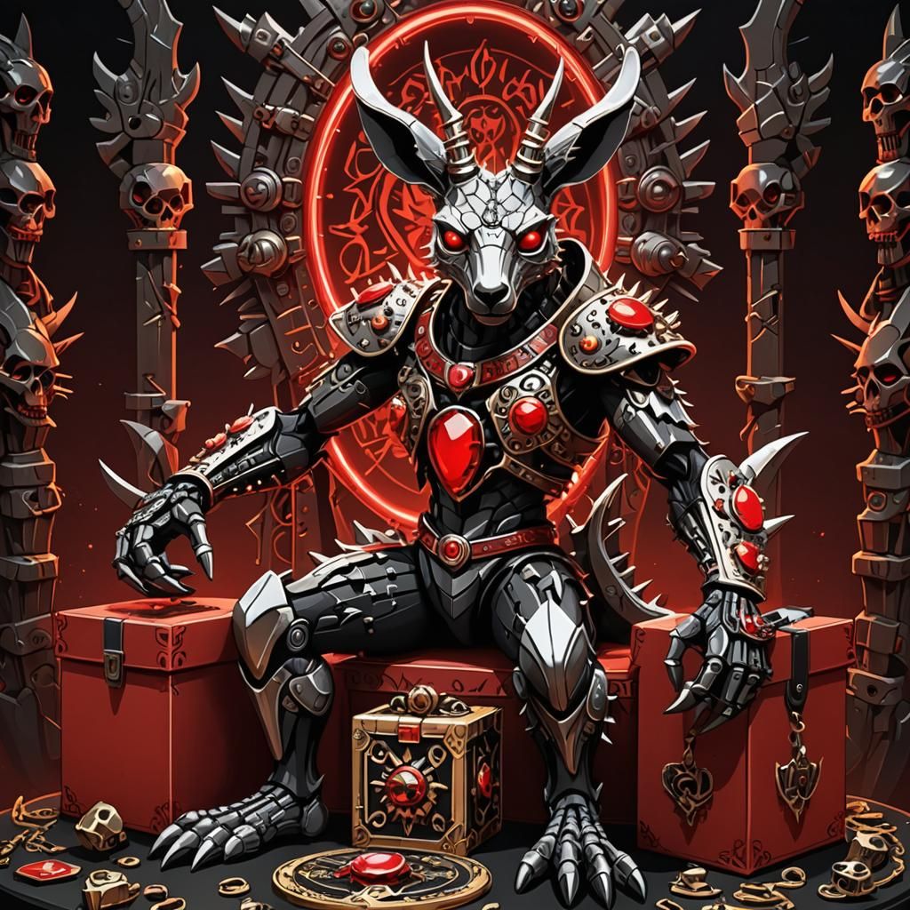 Cartoon Kangaroo Boxer with Jewelry: Digital Art