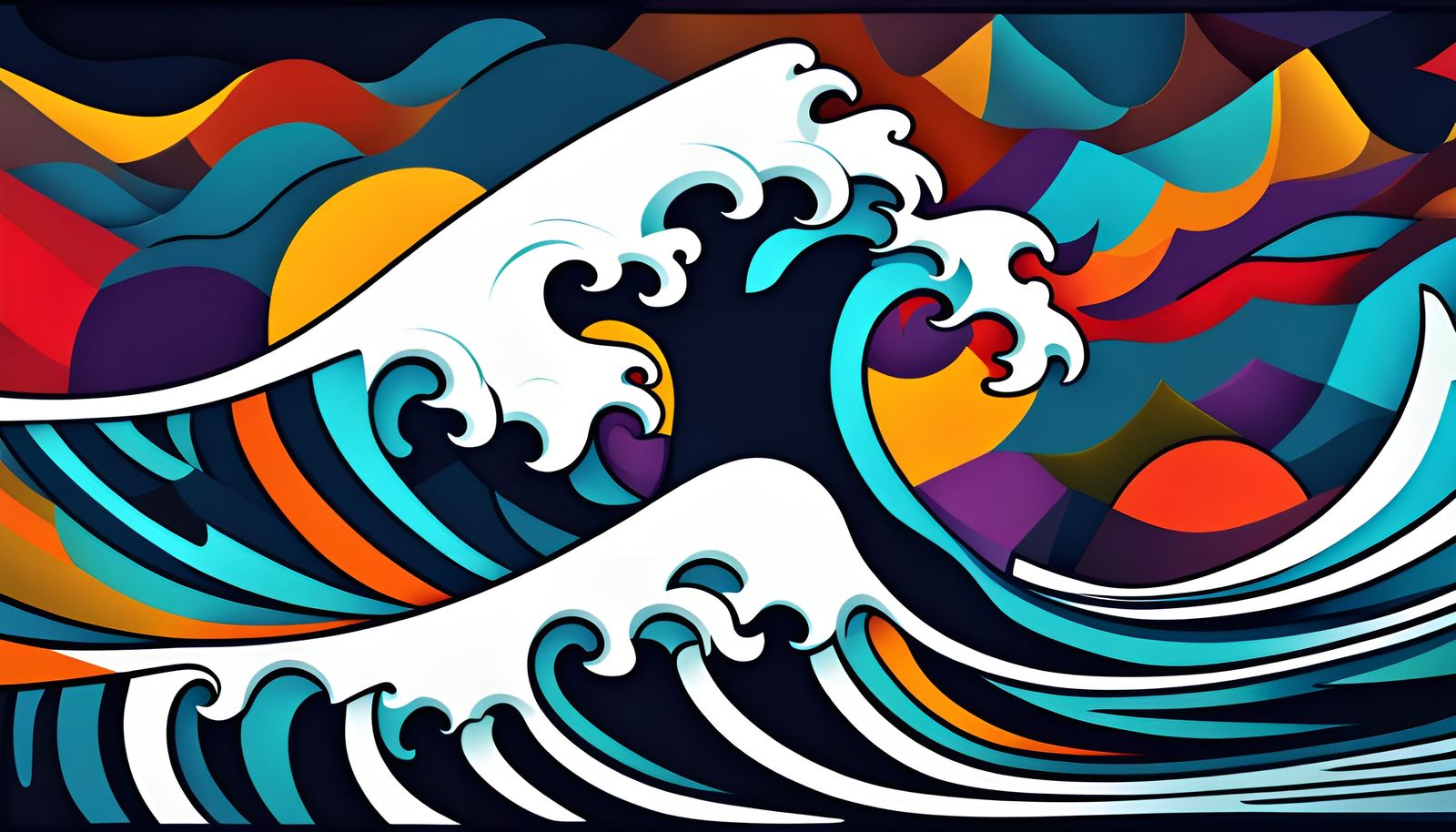 Geometric Ocean Waves in Expressionist Style
