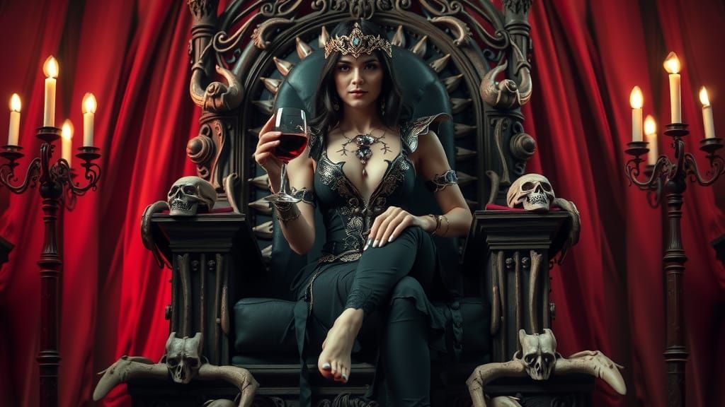 Cyberpunk Goddess Reigns in Dark Baroque Splendor