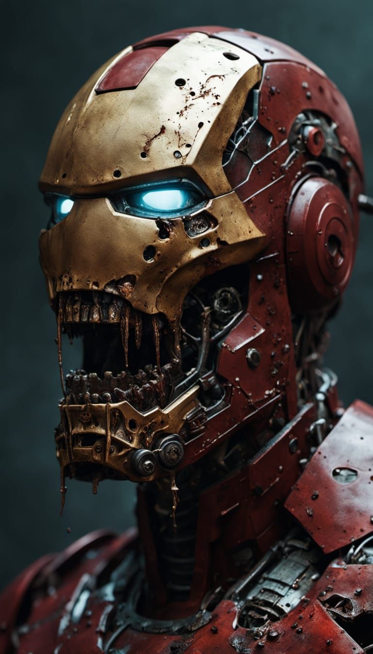 Decaying Iron Man Unveils Rotting Skull