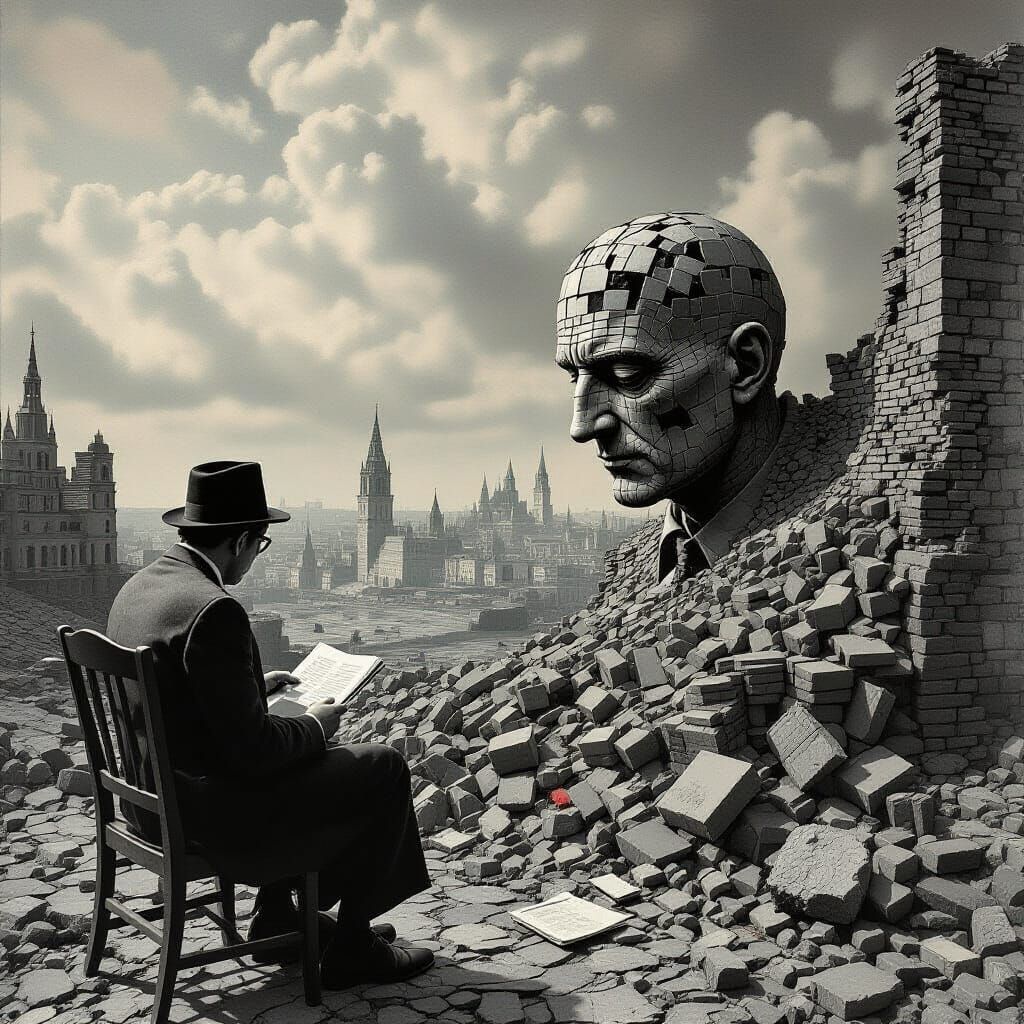 Surreal Supervisor in Chaotic Vintage Photo