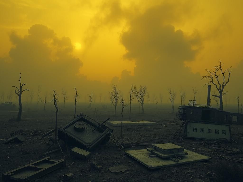 Dystopian Wasteland Landscape in Perpetual Twilight