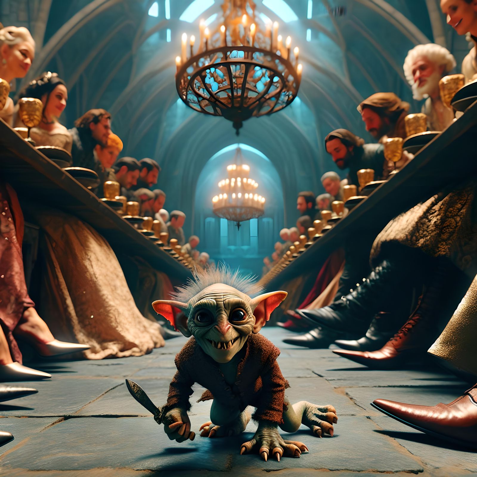 Goblin's Mischief Under the Great Hall Table