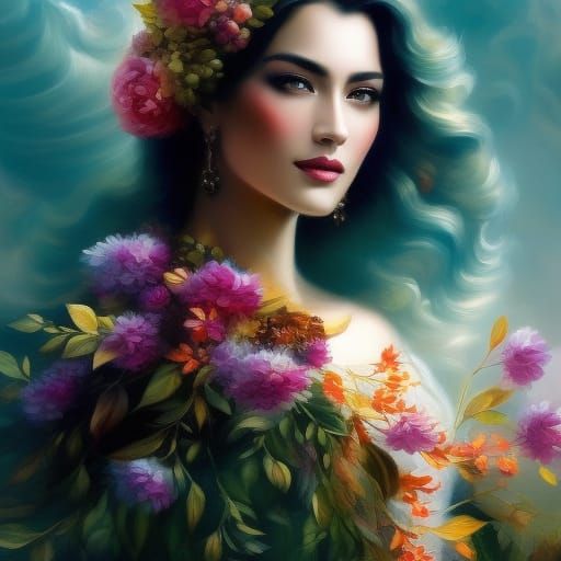 Gorgeous Blonde Princess in a Tranquil Garden