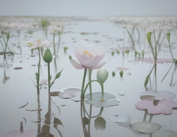 Blood Drop on White Swamp Flowers
