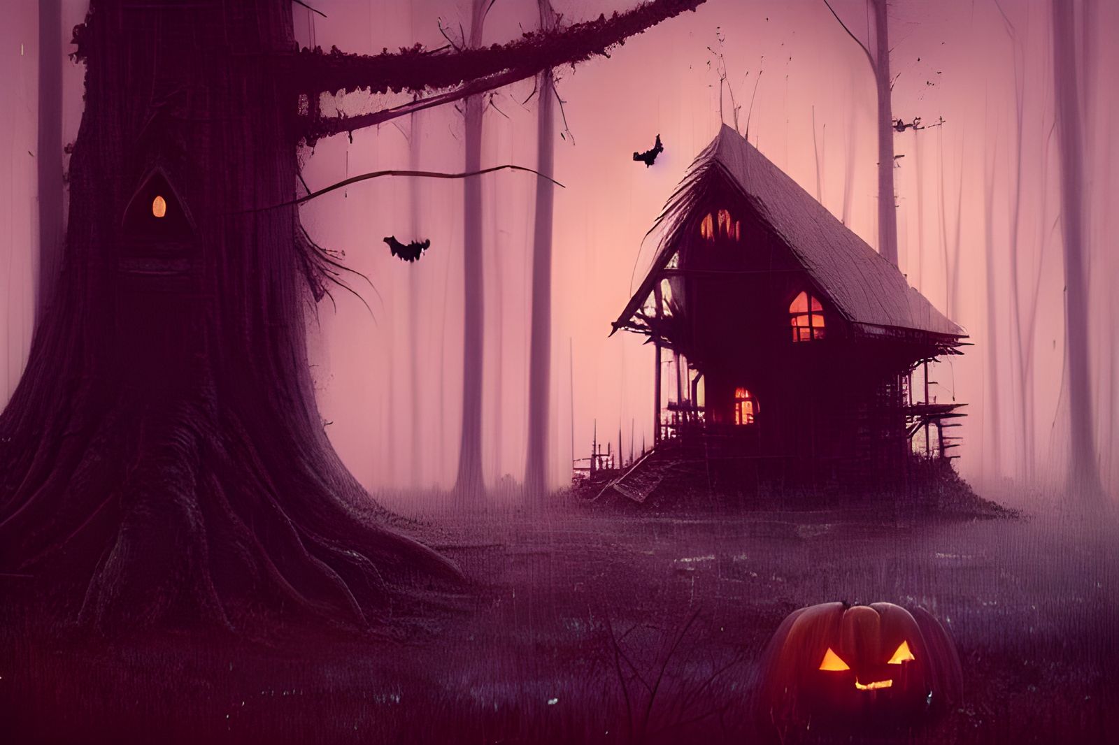 Lonely Ghost in Spooky Halloween Forest