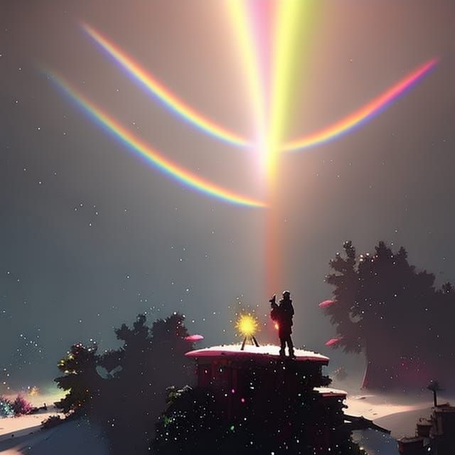Double Rainbow Snowflake with Circular Flares