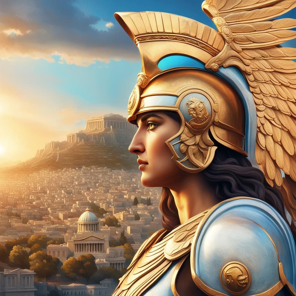Athena and Ancient Athens in Hyperrealistic Digital Art